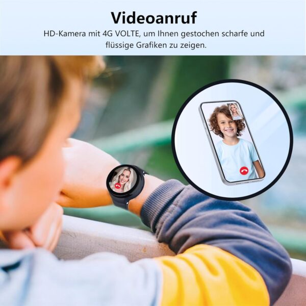 PTHTECHUS Reloj Inteligente Niños GPS, Smartwatch Niña 4G con Llamada Telefónica, WiFi, Videollamada, SOS, Chat Función, Pantalla Táctil HD Reloj Inteligente para Niños y Niñas de 5 a 15 Años - Image 3