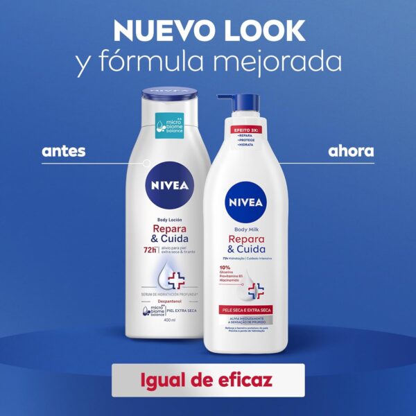 Nivea Repara & Cuida Body Milk, crema hidratante corporal para pieles secas y extra secas, crema hidratante con 72 h de hidratación y cuidado intensivo, 1 x 400 ml - Image 7