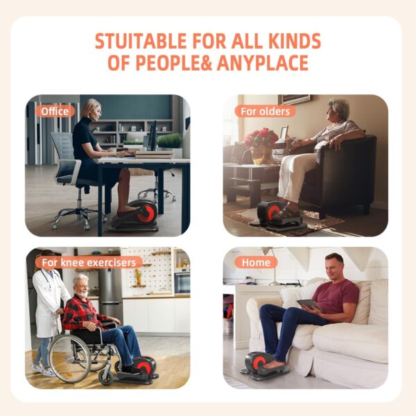 Ejercitador de Pedal Elíptico,Entrenador Elíptico Debajo del Escritorio con Pantalla Control Remoto Pedal Antideslizante,Mini Elíptica Portátil de Velocidad Ajustable para Gimnasio en Casa Oficina - Image 4
