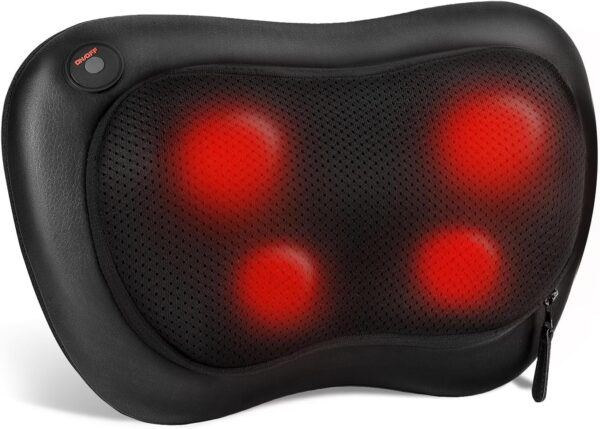 ALLJOY Cojín Masajeador Cervical y Espalda, Masaje Shiatsu Cuello Lumbar con Calor, Masajeador Electrico 3 Niveles con 4 Nodos Rotación 3D, Regalos para Mujeres Hombres para Coche Hogar Oficina
