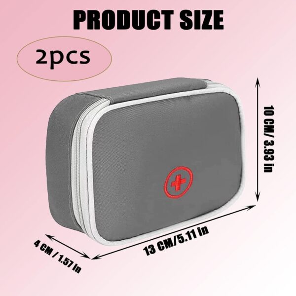 CPYJW 2 Piezas Botiquin De Primeros Auxilios,Uno Grande Y Otro Pequeño Botiquin De Primeros Auxilios Vacía Casa Mini Primeros Impermeable (Rosa, Gris) - Image 2