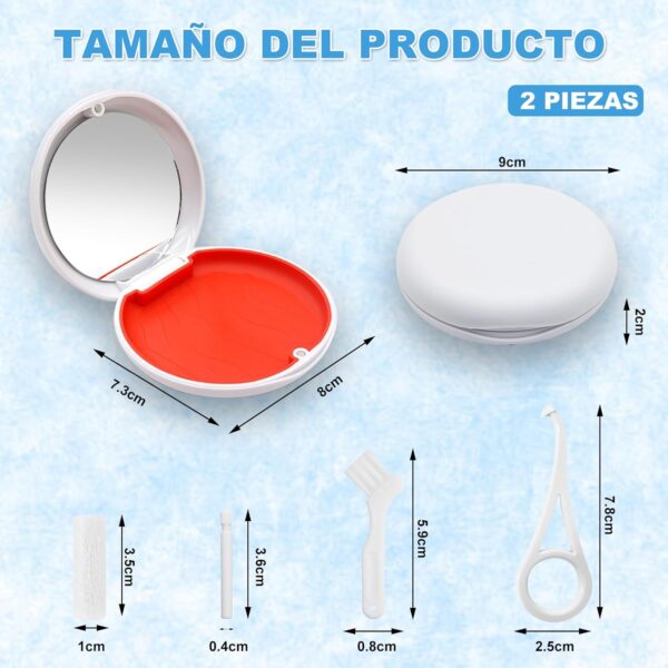 BORISCA 2 Piezas Caja Ferula Dental, Caja Dentadura Postiza con 2 Herramientas Ortodoncia, Portátil Funda Invisible Caja Aparato Dental Magneticamente Invisible Caja Dentadura Postiza (B) - Image 2