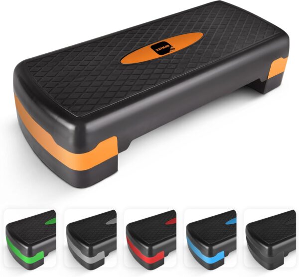 KAYMAN Pasos de ejercicio: paso a paso de fitness para el hogar y el gimnasio, adecuado para aeróbicos, cardio, pesas, yoga, entrenamiento de DVD, alturas de nivel ajustables de 2 pasos (10,15 cm) -