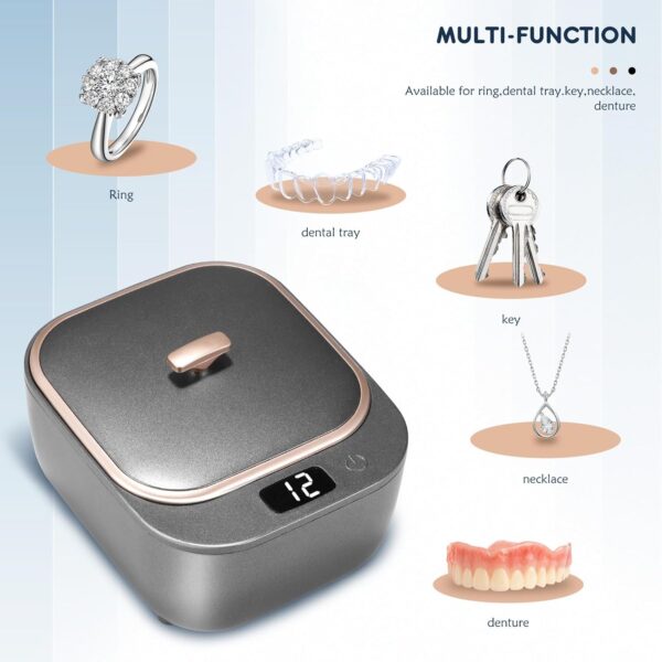Limpiador ultrasónico de 48 Khz, dispositivo de limpieza dental ultrasónica de 250 ml, dispositivo de limpieza ultrasónica UV para prótesis dentales, alineadores, dispositivos de retención, joyas - Image 2