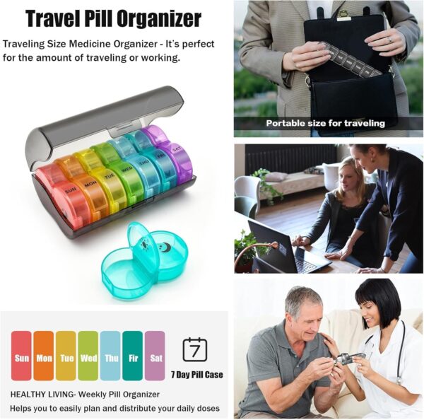 XoeLLe Pastillero Semanal 2 Tomas, Pastillero Diario Grande Dosificador Comprimidos con 14 Compartimentos Organizador Pastillas Pill Box para Medicinas, Vitaminas, Aceite de Pescado - Image 7