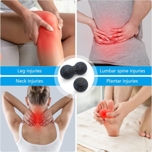 NIUQIGE Set de Bolas de Fascia - Bola Individual y Doble para Liberación de Puntos Gatillo, Entrenamiento de Fascia y Alivio del Dolor - Ideal para Relajación Muscular y Masaje de Pies y Espalda - Image 3