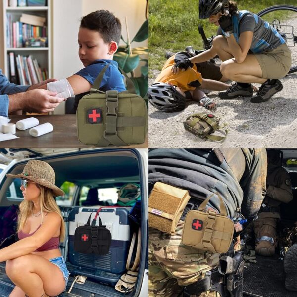 Kit de Primeros Auxilios tácticos de Emergencia Vacío, Viaje al aire libre Portable Bolsa médica de Primeros Auxilios(Negro) - Image 4