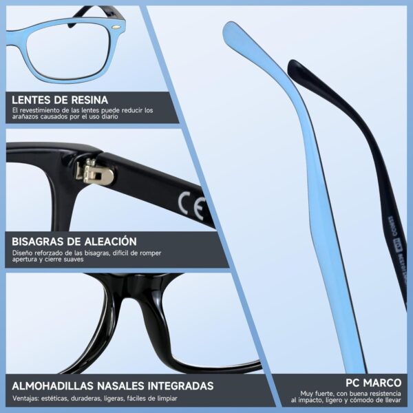 NEW VISION Gafas Presbicia Hombre, Gafas Lectura Iman, Estilo CláSico, Marcos Ligeros, ProteccióN UV400 Gafas De Lectura, Gafas Para Ordenador Hombre Mujer NV056(+2.00,celeste) - Image 6