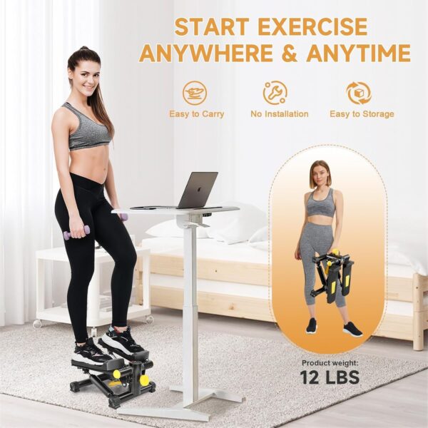 Mini stepper 2 en 1 para casa con Power Ropes, Swing Up Down Stepper con pantalla LCD, entrenador de pierna/brazos, entrenamiento en casa para ejercicios - Image 2