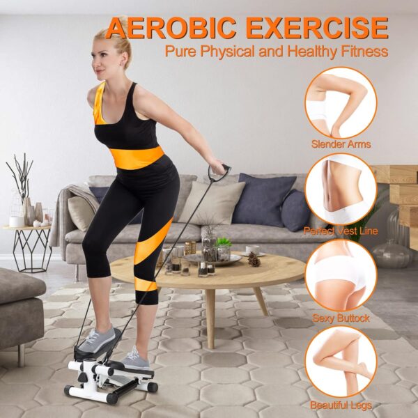 Pejevir Stepper para ejercicios, mini escaleras con banda de resistencia y contador de calorías, máquina de ejercicio de fitness para ejercicio, fitness, oficina, casa