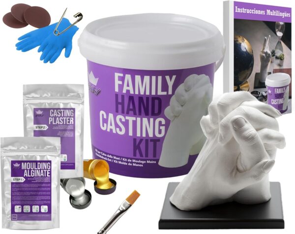 BWAY Moldes Manos Kit - Alginato para Moldes - Escultura Manos Pareja - Fácil de Usar y Excelente Nivel de Detalle - Instrucciones multilingües