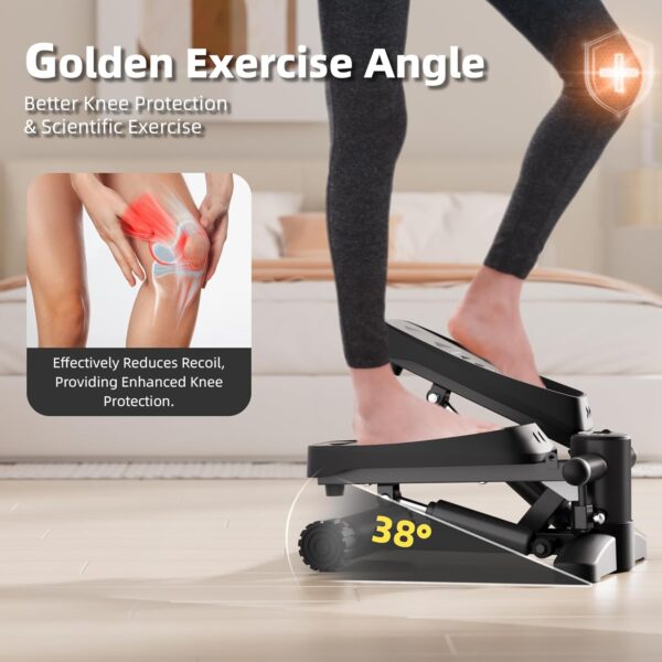 Mytrix Black Stair Stepper - Mini stepper portátil con bandas de resistencia, pantalla LCD (330 lb) para calorías, máquina de fitness aeróbico para entrenamiento en casa en la oficina - Image 4