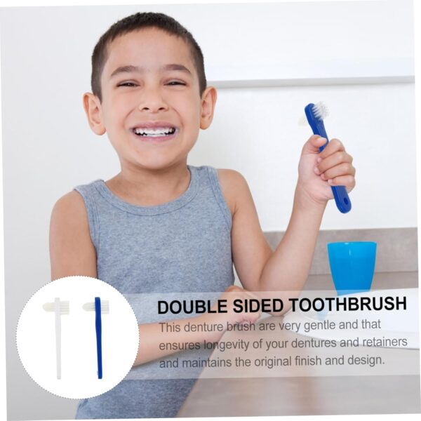 Healeved 2 Piezas cepillo de postizos Limpieza postiza Cuidado prótesis blanqueamientos cepillo de oral cepillos limpiadores de dentaduras postizas - Image 3