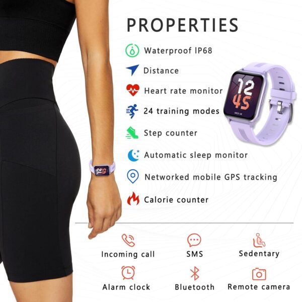 SUPBRO Reloj Inteligente Mujer Pulsera de Fitness Inteligente Monitor de Ritmo cardíaco IP68 a Prueba de Agua * 24 Modos Deportivos 1.69" Pantalla AMOLED - Image 3