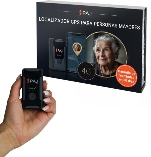 PAJ GPS Easy Finder 4G - Mini Localizador GPS para Niños, Ancianos, Maletas y Objetos - Seguimiento en Tiempo Real, Historial de Ruta, Alarmas y Botón SOS - Batería de hasta 14 Días (Modo Espera)