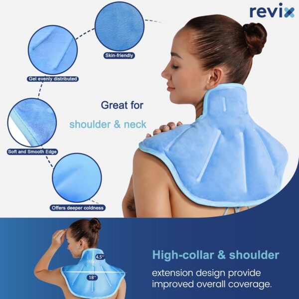 REVIX Bolsas de hielo para aliviar el dolor en el cuello y los hombros, envueltas en bolsas de hielo para el cuello de gel reutilizables y forradas de peluche suaves - Image 5
