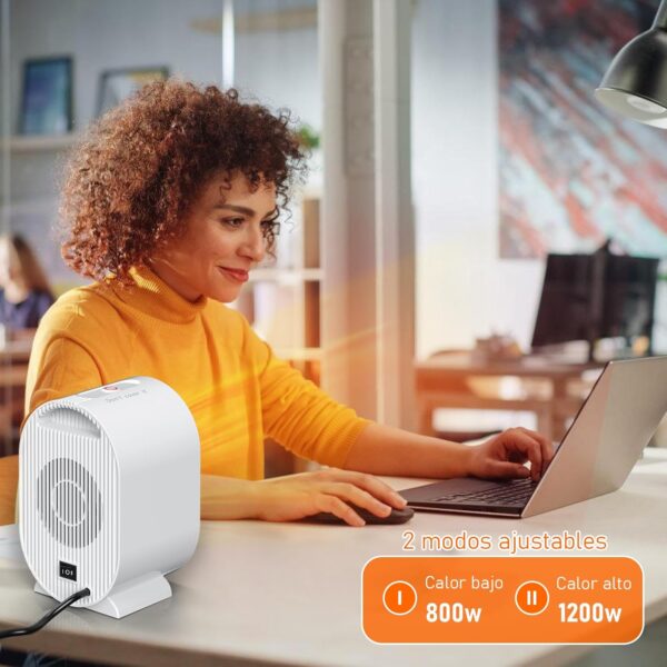 Calefactor Bajo Consumo 1200W, Calentador Cerámico Silencioso,Protección contra el sobrecalentamiento/Automatic Shut-Off, Calefactor Electrico Para 20m2, baño, Oficina, Hogar, Dormitorio - Image 3