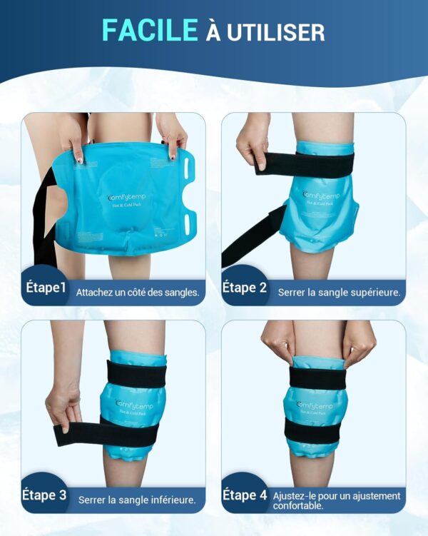 Comfytemp Bolsa de Hielo para Aliviar el Dolor de Rodilla, Terapia de Frío Caliente Reutilizable Gel Frio para Lesiones en La Rodilla, Hinchazón, Esguinces, Cirugía de Reemplazo de Rodilla - Image 4