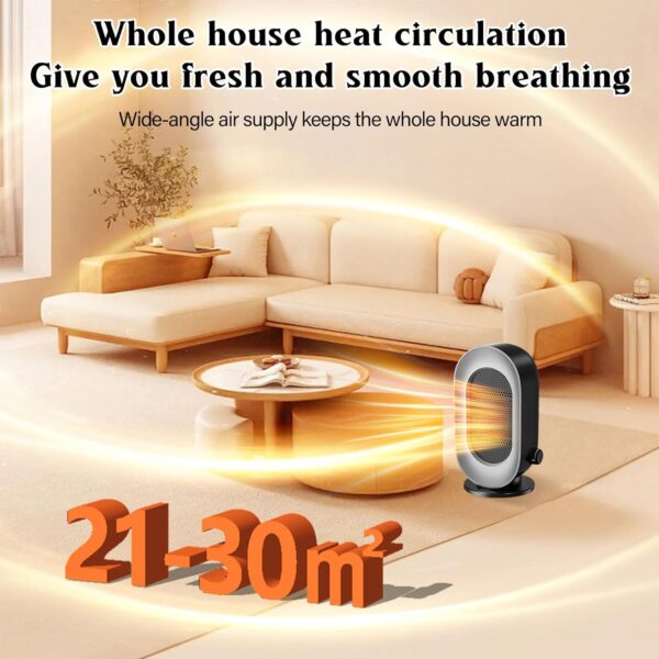 Calefactor Eléctrico Bajo Consumo 600W con termostato,3 Modos Portátil Radiador Calentador Cerámico Silencioso,Protección contra el sobrecalentamiento Para 20m2, baño Oficina Hogar Dormitori Ferroso - Image 2