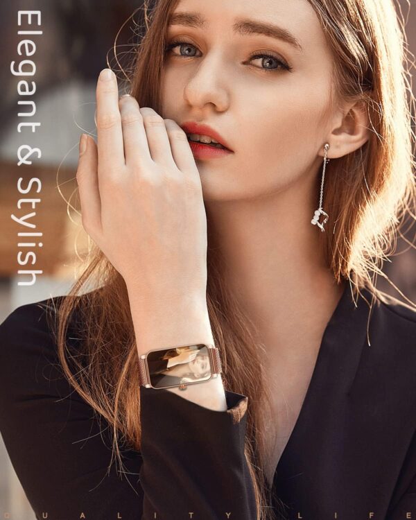 BOCLOUD Reloj Inteligente Mujer Pequeño Smartwatch Redondo para iPhone y Android, con frecuencia cardíaca/Monitor de sueño/Pantalla de Mensajes/Responder/Hacer Llamadas, rastreador de - Image 2
