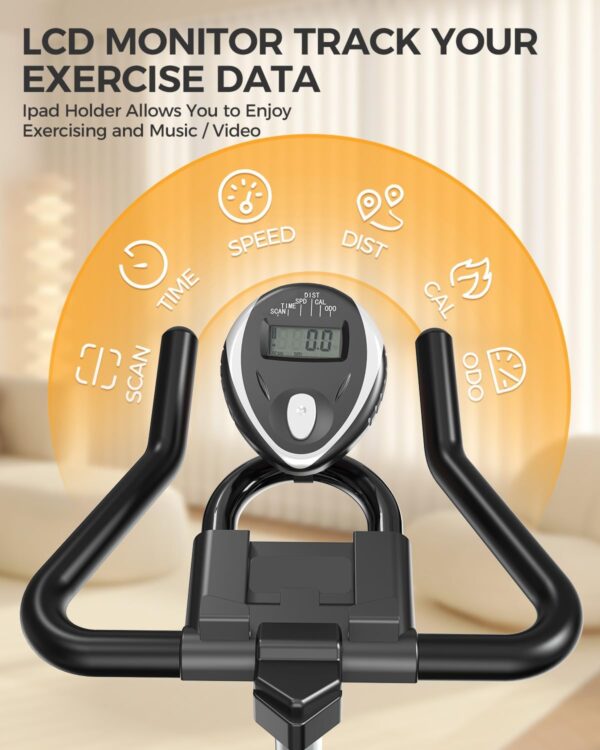 pooboo Bicicleta estática, magnética/almohadilla de freno ajustable, transmisión silenciosa, bicicleta de ciclismo de interior para cardio en casa, bicicleta estacionaria de fitness con capacidad de - Image 6