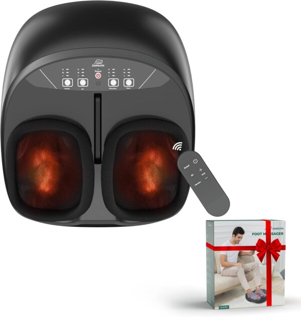 Snailax Masajeador de Pies, Masajeador Shiatsu de Pies con Calor, Amasamiento, Compresión, Vibración, Masaje Eléctrico para Fascitis Plantar del Pie, Dolor de Neuropatía, Calentador de Pies, Regalos