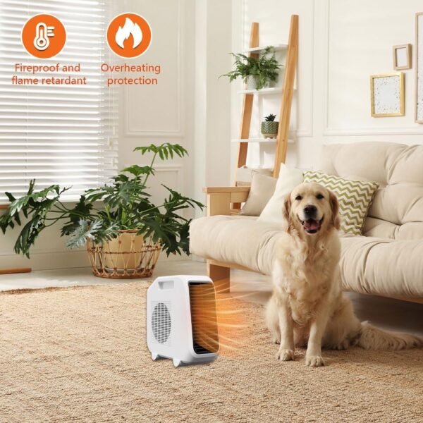 Vmxlso Calefactor Electrico Bajo Consumo, 1800w Mini Calefactor Bajo Consumo con 2 Potencias de Calor, Calefactores de Bajo Consumo, Calefactor Pequeño, Silencioso Calefactor Portatil para Baño - Image 7