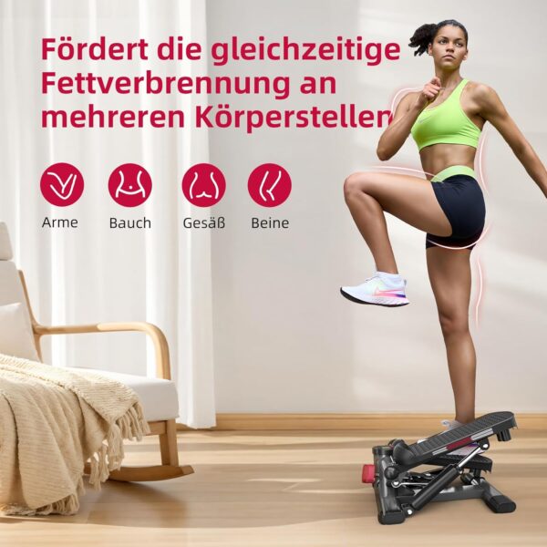 JASPORT ST1 Mini Stepper para el hogar 2 en 1 con Power Ropes, pantalla LCD, resistencia ajustable, entrenamiento de piernas y brazos, silencioso y compacto, carga máxima de 100 kg - Image 2