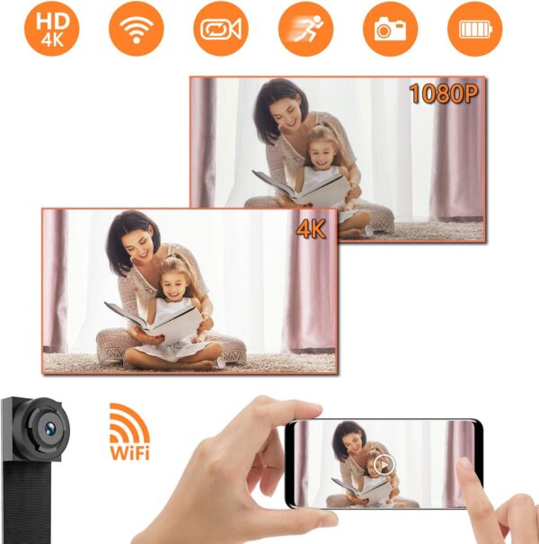 Mini cámara espía de vigilancia, 4K / 1080P HD WiFi Cámara Oculta inalámbrica portátil DIY con detección de Movimiento - Image 2