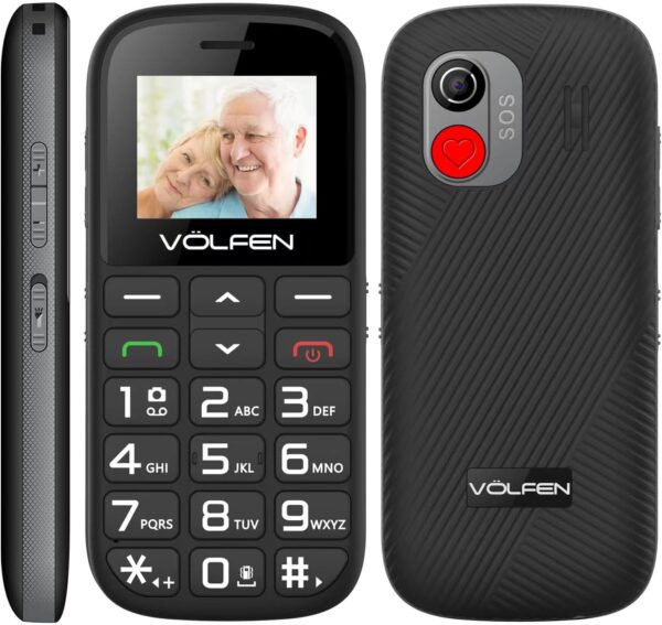 Astro SR - Teléfono Móvil para Personas Mayores con Botón SOS y Base Cargadora, Teclas Grandes Volumen Alto, USB-C, Teclado con Voz, Batería 1400mAh, Fácil de Usar Celular para Ancianos – Color Negro - Image 2