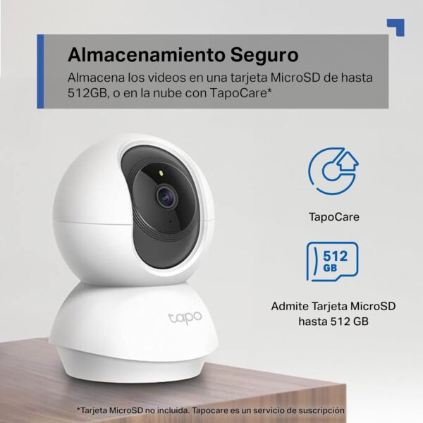 TP-Link Tapo C210 - Cámara IP WiFi 360° Cámara de Vigilancia 2K (3MP),Visión nocturna Admite tarjeta SD hasta 512 GB, Detección y seguimiento de movimiento, Control Remoto, Compatible con Alexa - Image 8