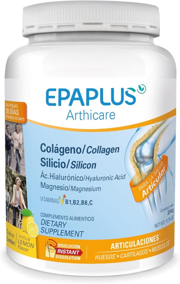 EPAPLUS Arthicare, Colágeno Hidrolizado con Silicio y Ácido Hialurónico, Disolución Instant Sabor Limón, Tratamiento 30 Días - Image 4