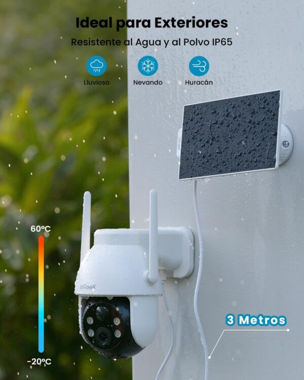 ieGeek 3MP Camara Vigilancia WiFi Exterior Solar con Bateria Sin Cables, Camara Vigilancia Exterior Solar Visión Nocturna Color, PTZ 360° App Remoto, Humana Detección, IP65, Voz Bidireccional - Image 6