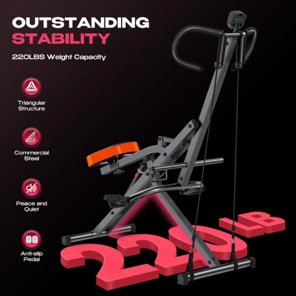 BODY RHYTHM Máquina de Sentadillas para Gimnasio en casa, Entrenamiento de Asistencia en Sentadillas, máquina de Remo para Entrenamiento de Cuerpo Completo, Capacidad de Carga de 220 Libras (Negro) - Image 4