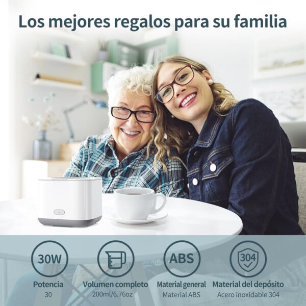 Limpiador Ultrasonidos Dental Limpieza, 43KHz Dental Pod Ultrasonic, Para Dentaduras Postizas, Alineadores, Retenedores, Cabezas de Cepillos de Dientes, Limpiador Ultrasónico Eficiente de 360°, 200ml - Image 8