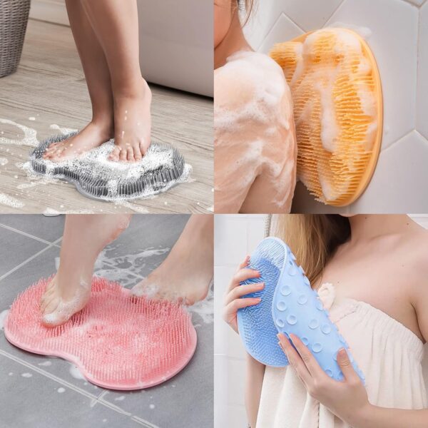 Feet Cleaner (Pink) Cepillo para Masaje de Pies, Almohadilla de masaje de silicona antideslizante, Depurador de pies y espalda para Limpia, Exfolia y Masajea Pies - Image 3
