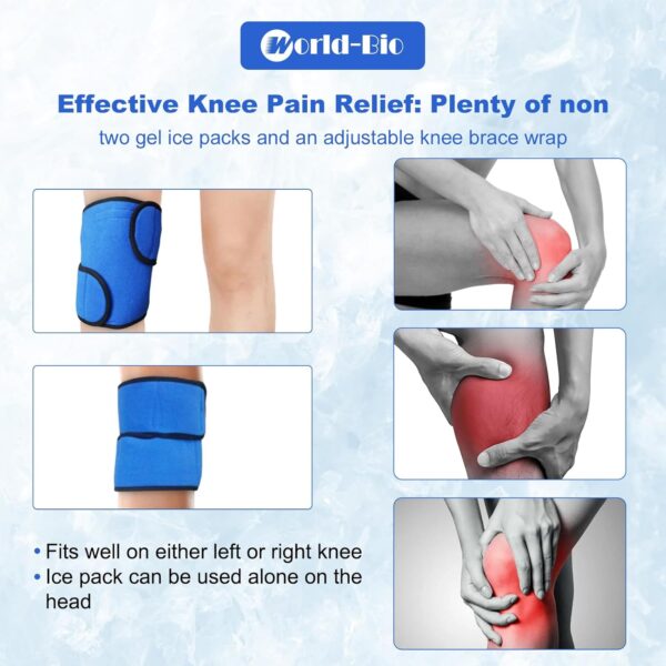 Paquete de Frío de Gel de Hielo para Rodilla Reutilizable con Cintas – Bolsa Gel Hielo Frío y Calor para Cirugía de Reemplazo, Hinchazón, Alivio del Dolor Articular, Artritis y Más - 8"x 5,5" - Image 2