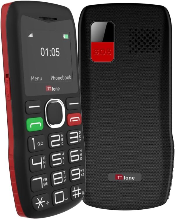 Teléfono móvil Sencillo TTfone TT880 con Teclado Grande y botón de Asistencia de Emergencia, Incluye una SIM de Vodafone, Color Negro (Cable USB Incluido) - Image 2