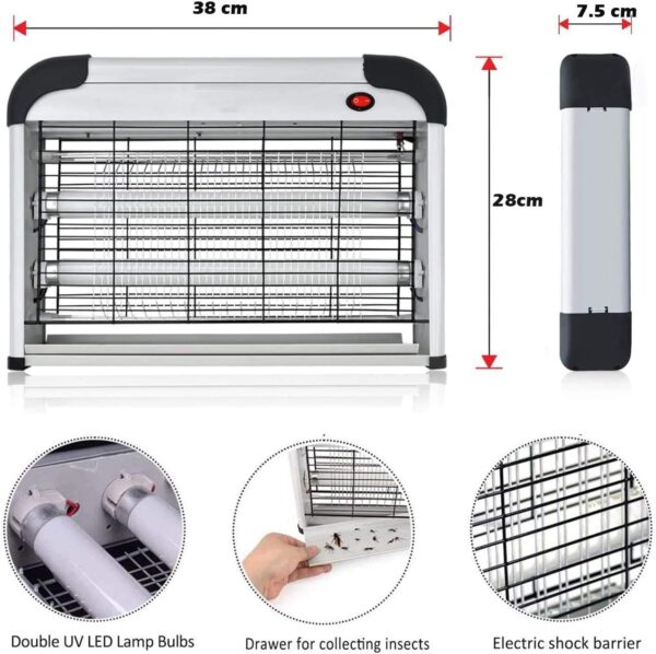 Exterminador de Insectos Voladores - Potente Zapper Eléctrico 2800V, Luz Atractiva 20W, Protección Total para el Hogar - Image 5