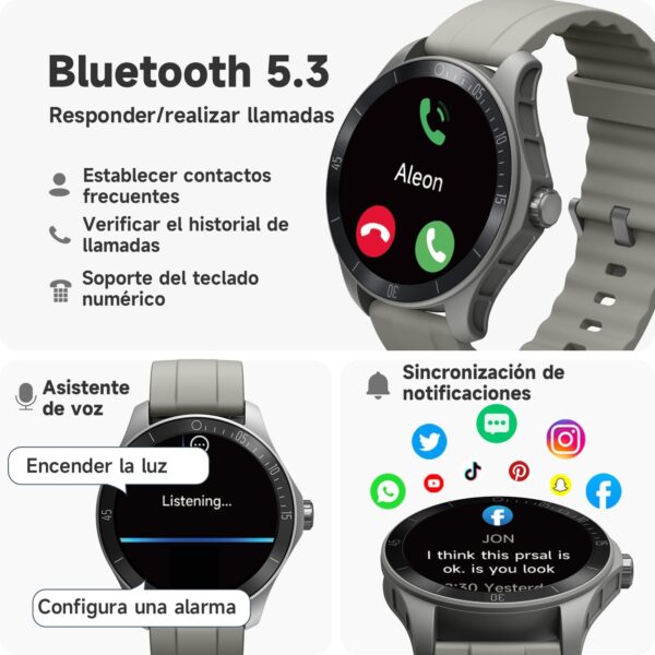 TOOBUR Reloj Inteligente Hombre, Smartwatch Alexa Incorporada 44mm Pantalla IP68 Impermeable con Llamada/podómetro/Seguimiento del Frecuencia Cardíaca/Sueño, para Android iOS - Image 2