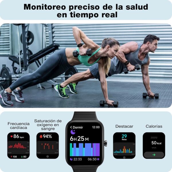 Reloj Inteligente Mujer con Llamadas y Voz de Alexa, 1.8" Smartwatch IP68 Reloj Deportivo Hombre con 100+ Modos Deportivos, Pulsera Actividad Pulsómetro/Monitor de Sueño/Podómetro para Android iOS - Image 3