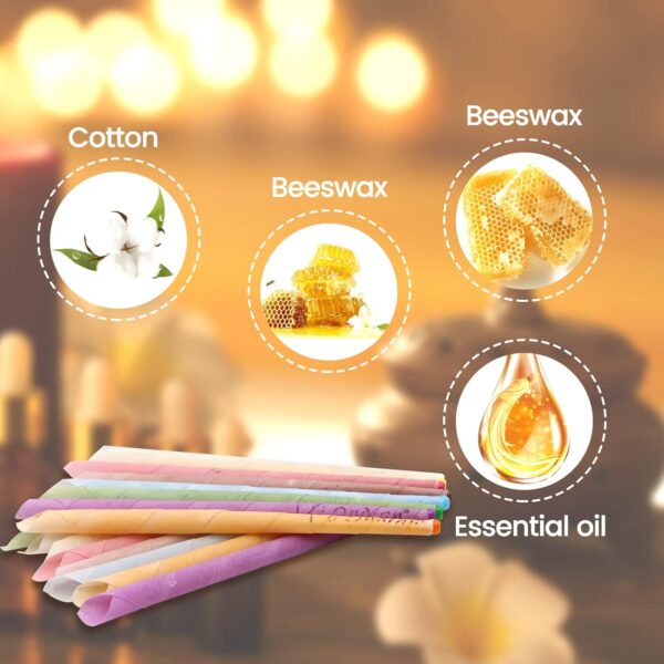 Velas de oreja, 10 velas naturales de cera aurícula con 8 discos protectores, cera para oídos, conos, limpieza de oídos, para relajarse y limpiar los oídos - Image 6