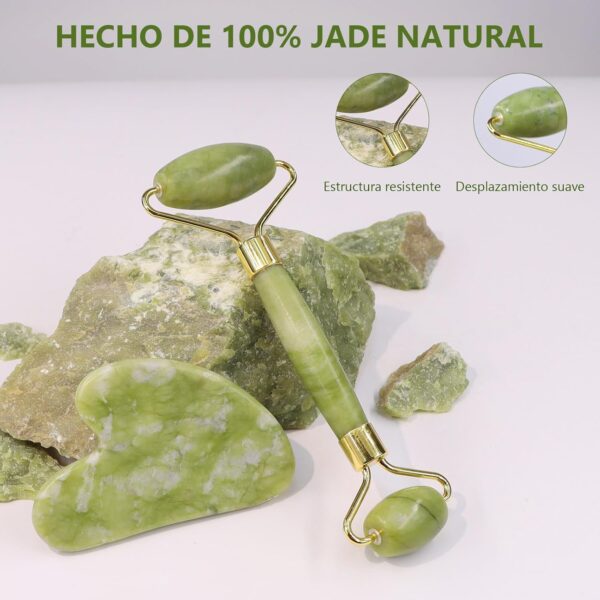GUGUG Gua Sha y Rodillo Facial, Guasha para el Masaje Facial, Rodillo de Jade Facial Masaje para Mujeres, Relajante de los Músculos del Cuello y del Cuerpo - Image 2