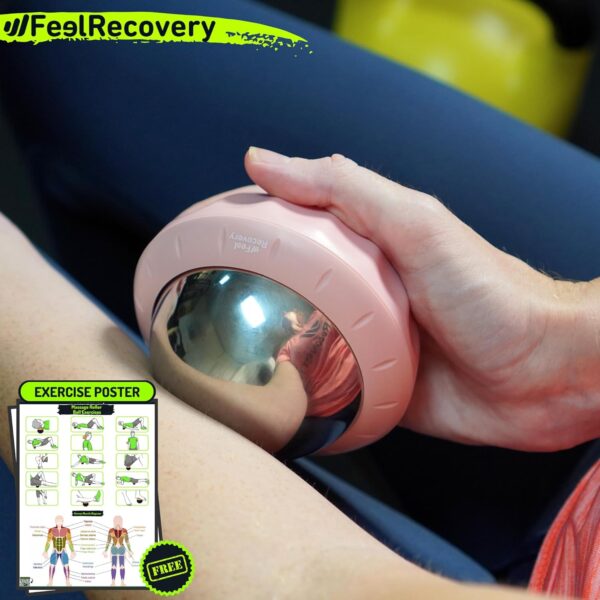 Bola de Masaje Muscular Efecto Frío y Calor con Pelota de Metal y Gel 8cm Ø - Rodillo Masajeador Manual RollOn para Crioterapia, Relajación, Bienestar, Anticelulítico, Fascia, Espalda y Pies - Image 4