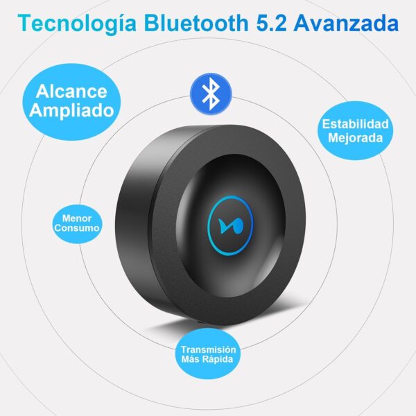 Receptor Bluetooth 5.2 HiFi, Adaptador Bluetooth Jack 3.5mm Nivel Lossless para Estéreo Casa, Altavoz, Amplificador, con Salidas AUX/RCA, Largo Alcance, Audio HD y Baja Latencia - Image 3