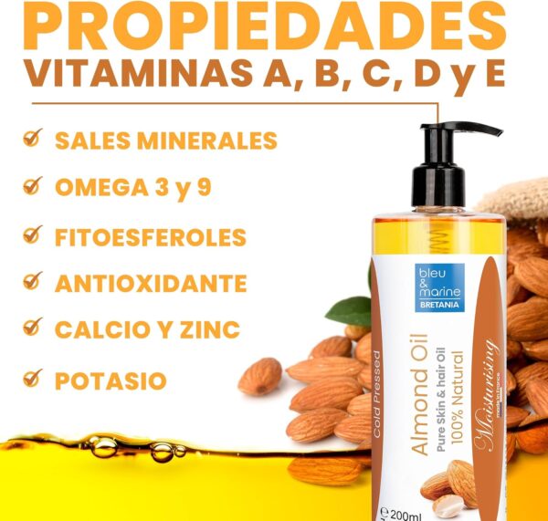Aceite de Almendras, Prensado en frio, 100% Puro y Natural, Cultivo Ecologico, Aceite Corporal Hidratante, Anti Estrias, Embarazo, Pelo, Bebe, Antiestrias, Reafirmante, Masaje Senos, 2000 ml - Image 5