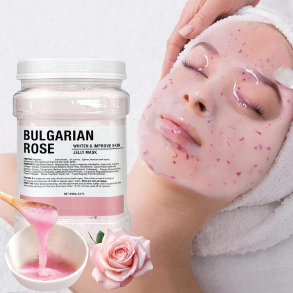 FOKIABIN Gel de Mascarilla en Polvo para Cuidado Facial Hidratante y Nutritivo, Mascarilla Peel Off de Gel para la Cara con Rosa Búlgara para el Cuidado de la Piel. - Image 8