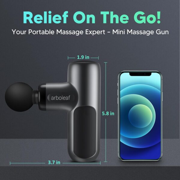 arboleaf Pistola de Masaje Mini con Estuche, Masajeador Muscular Profesional de 3200 rpm y 5 Velocidades, Massage Gun Silencioso para Relajación Muscular - Image 4