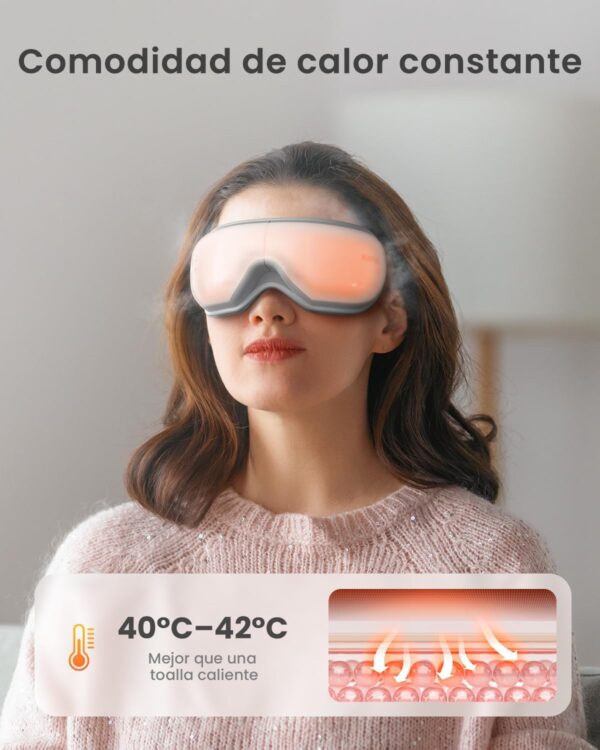 RENPHO Masajeador de ojos con control remoto y calor,Compresión de aire masajear ojos recargable para aliviar la tensión ocular Círculos oscuros Bolsas de ojos Mejorar el sueño regalo dia de la madre - Image 2