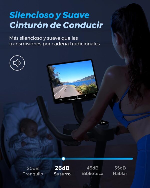 MERACH Bicicleta Estática en Casa, Bicicleta Spinning con Monitor LED, Transmisión Silenciosa por Cinturón y Cómodo Cojín de Asiento, App Propia, Capacidad de 122 kg, Entrenamiento Aeróbico - Image 8